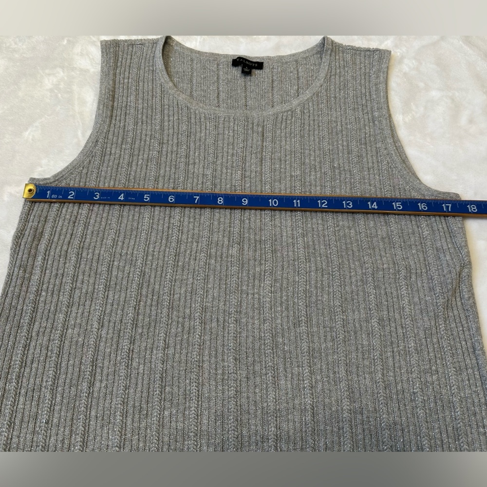 Talbots Silver Gray Ribbed Knit Shell Top | Size L - Picture 8 of 9